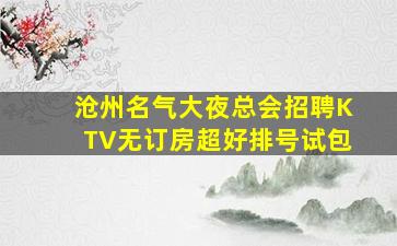 沧州名气大夜总会招聘KTV无订房超好排号试包